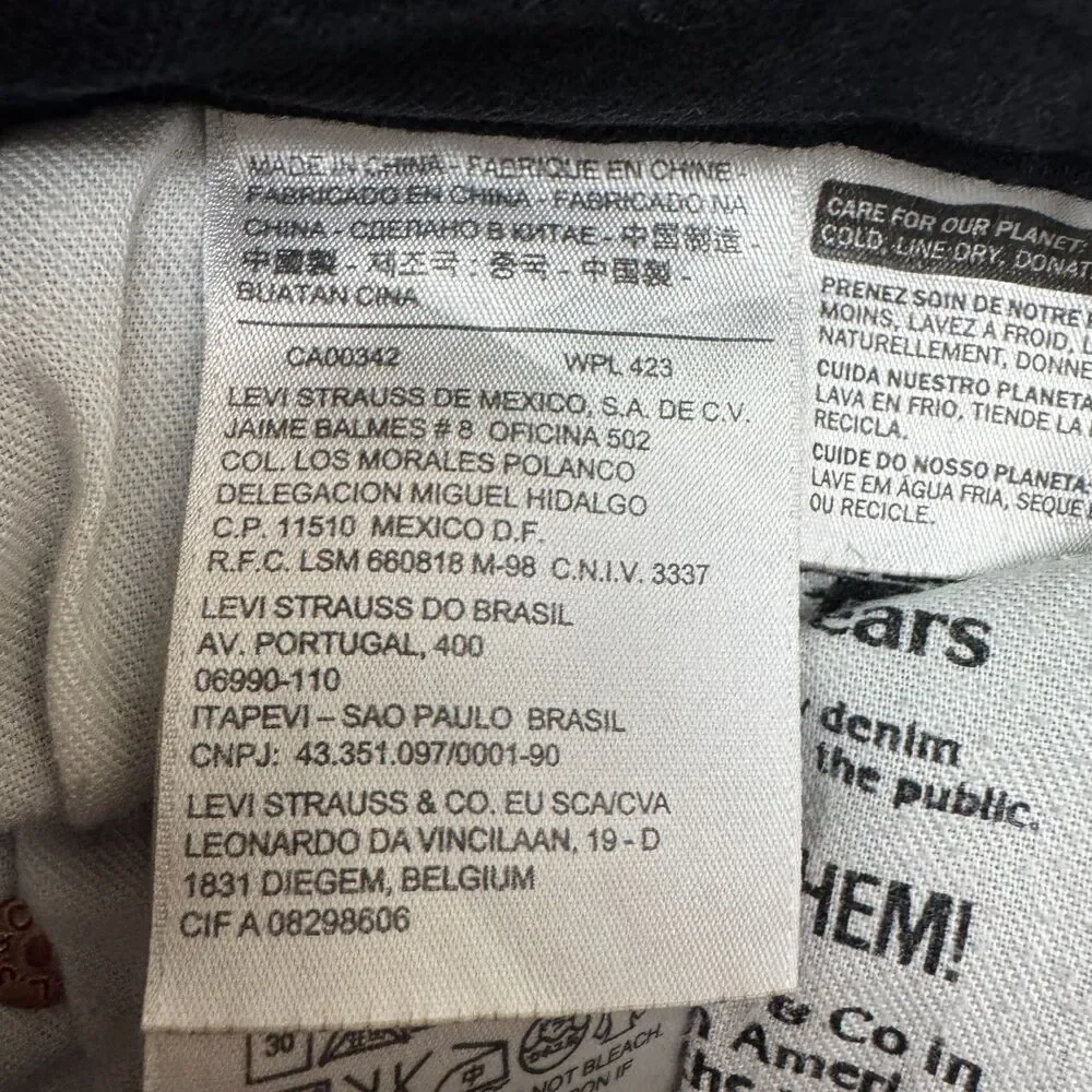 Levi's 512 Slim Fit Taper Flex Denim Jeans Womens 30x32 Black Cotton Stretch